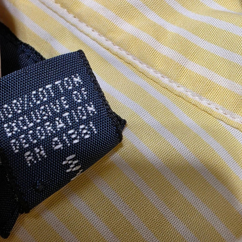 Polo Ralph Lauren Button Down Shirt Mens XL Yellow Striped Custom Fit Cotton